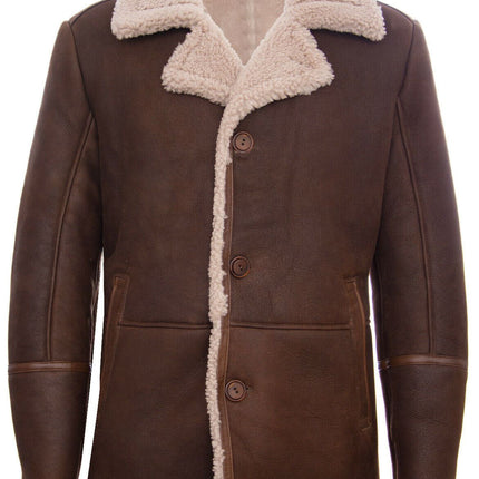 Mens Classic Sheepskin Leather Crombie Jacket-Brisbane