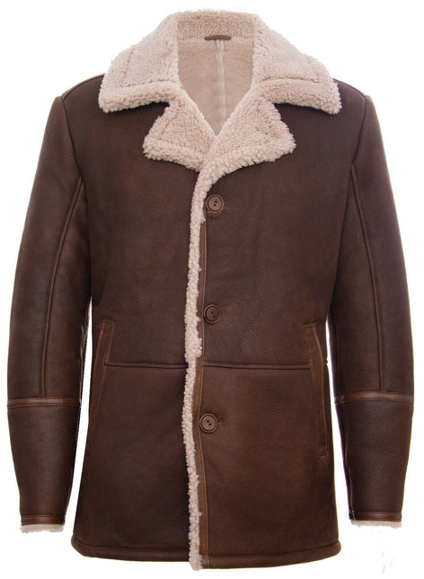 Mens Classic Sheepskin Leather Crombie Jacket-Brisbane