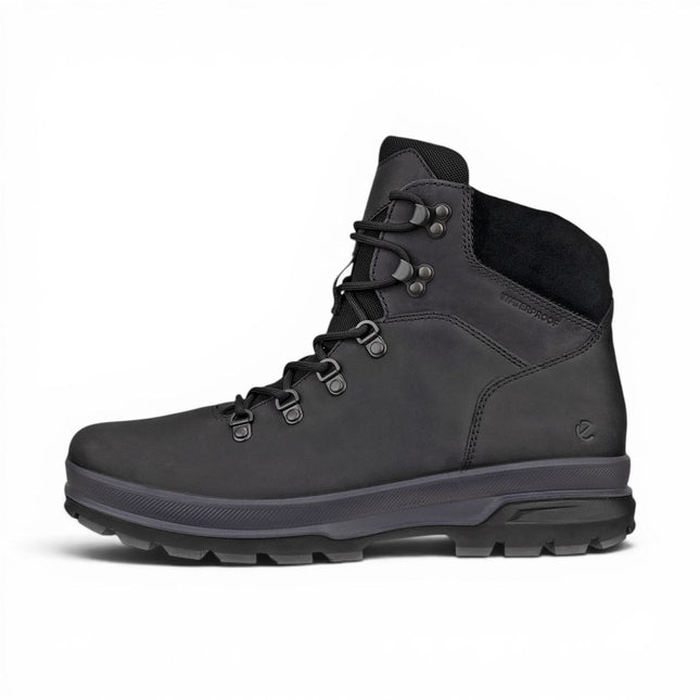 Ecco Men's Black Leather Waterproof Lace-up Hiking Boots - Rugged Track 25