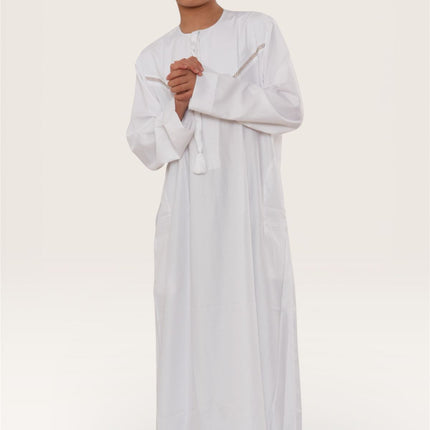 Kids Boys Eid White Moroccan Thobe Robe Djellaba Ramadan Eid Jubba- K-HM10