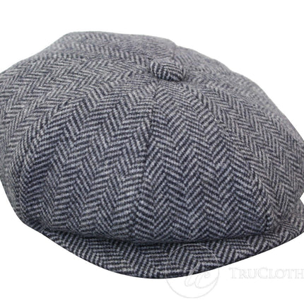 Mens Peaky Blinders Grey Tweed Gatsby Flat Baker Hat