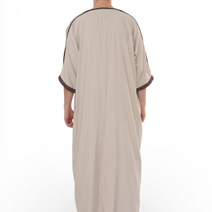 Men's Salmon Burgundy Moroccan Thobe Robe Djellaba Gandoura Eid Jubba- HM66