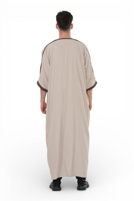 Men's Salmon Burgundy Moroccan Thobe Robe Djellaba Gandoura Eid Jubba- HM66