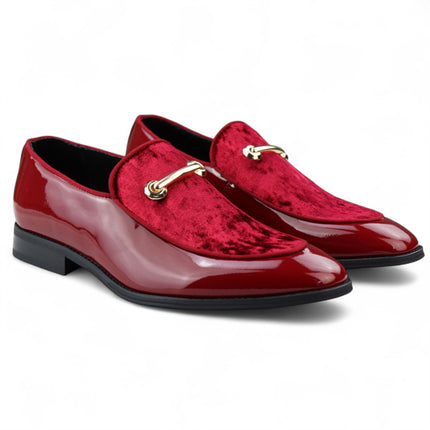 Men’s Smart Red Loafers Leather Lined Velvet Slip-On Shoes