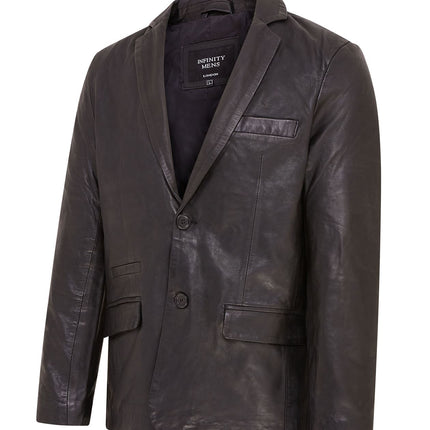 Mens Leather Blazer Jacket Soft Real Italian Leather Fitted Vintage Coat