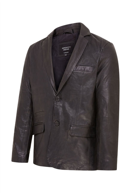 Mens Leather Blazer Jacket Soft Real Italian Leather Fitted Vintage Coat