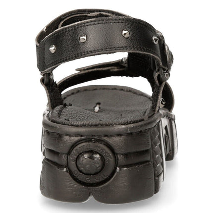 New Rock Black Vegan Leather Sandals-BIOS120-V1