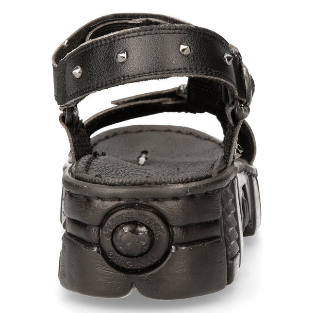 New Rock Black Vegan Leather Sandals-BIOS120-V1