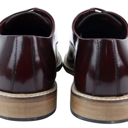 Mens Retro Oxford Brogue Derby Shoes In Wine Patent Leather