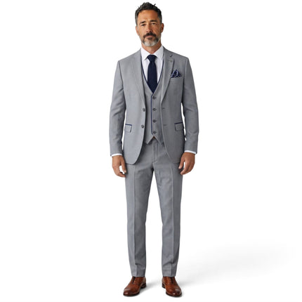Men's Grey Formal 3 Piece Tailored Fit Plain Suit - IM4