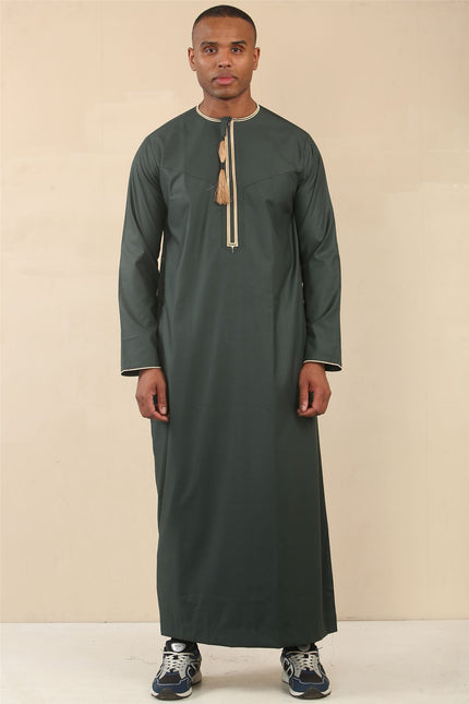 Men's Omani Eid Green Thobe  Saudi Emirati Jubba Robe