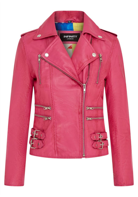 Womens Leather Brando Biker Jacket-Orlando