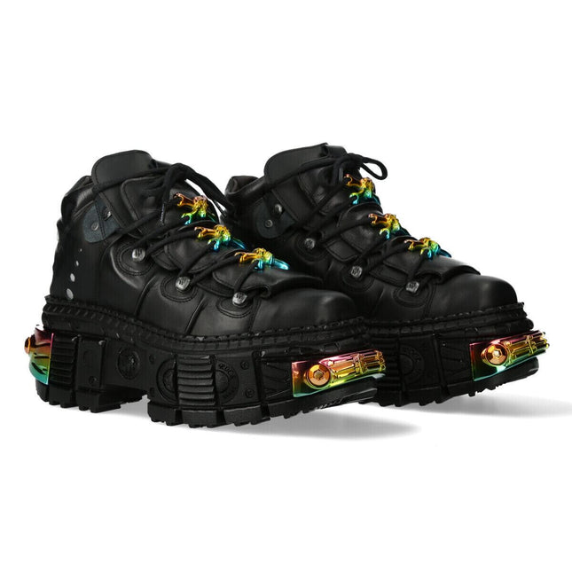 New Rock Platform Leather Ankle Boots-WALL106-S23