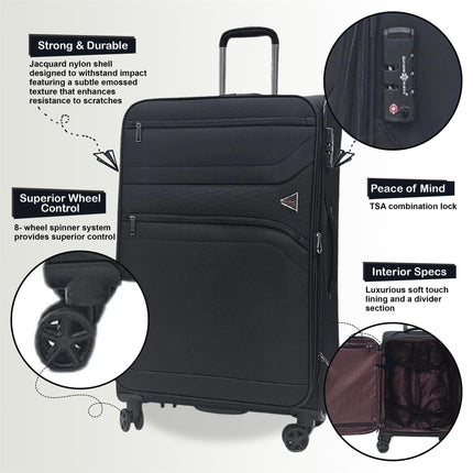 Lightweight Soft  Dual 4 Wheel Luggage Suitcases