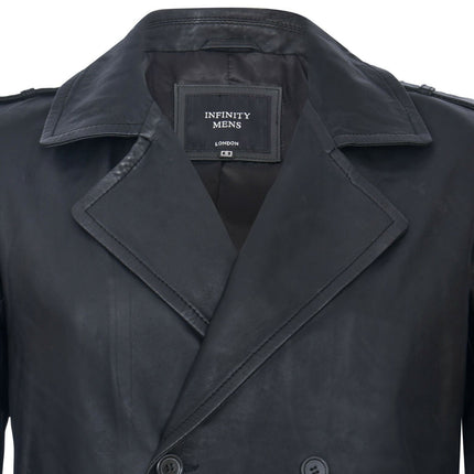 Mens Leather Peacoat-Amara