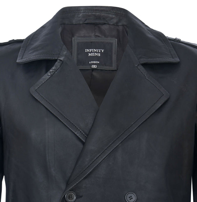 Mens Leather Peacoat-Amara