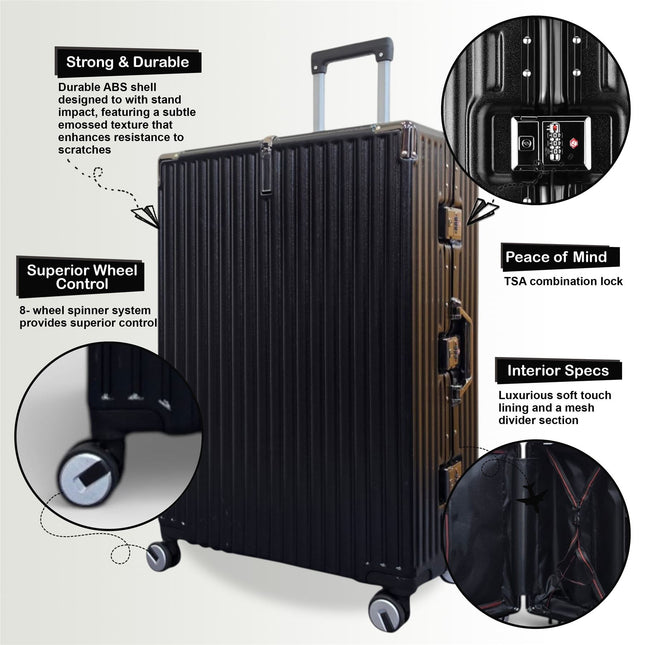Robust Hard Shell Cabin Suitcase 36 x 24 x 56 cm Luggage Suitable for Easyjet, Ryanair, Wizzair