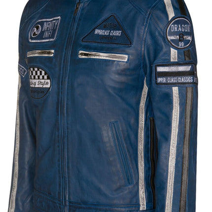 Mens Racing Leather Biker Jacket-Portland