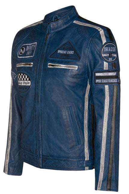 Mens Racing Leather Biker Jacket-Portland