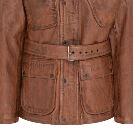 Men's Tan Lamb Leather Safari Parka Jacket - Edinburgh