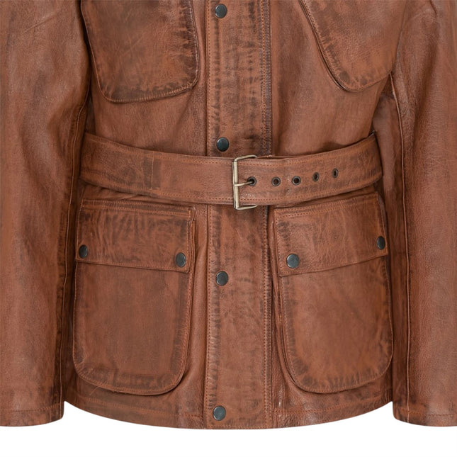 Men's Tan Lamb Leather Safari Parka Jacket - Edinburgh