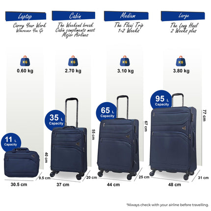 Lightweight Soft  Dual 4 Wheel Luggage Suitcases