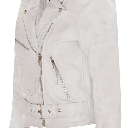 Women's Cowhide Brando Leather Biker Jacket-Murcia