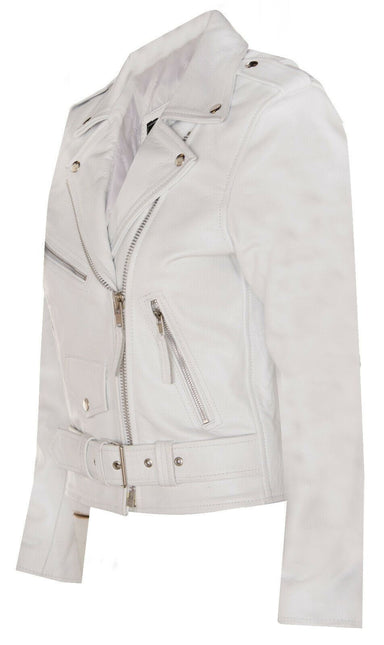 Women's Cowhide Brando Leather Biker Jacket-Murcia
