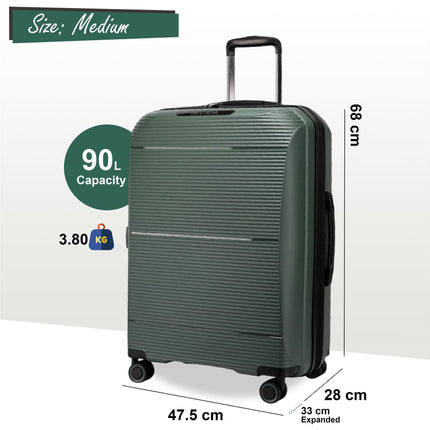 Expandable Hard Shell PP 8 Wheel Luggage Travel Cabin Holiday Bags Suitcase Set