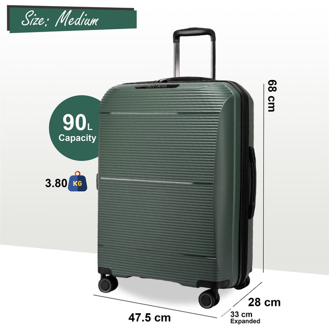 Expandable Hard Shell PP 8 Wheel Luggage Travel Cabin Holiday Bags Suitcase Set
