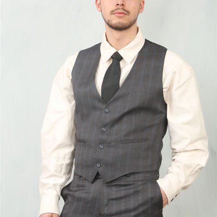 Men's 3 Piece Prince Of Wales Charcoal Suit Workwear