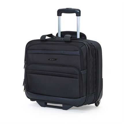 17" Black Wheeled Laptop Briefcase 1680D Polyester 4 Wheel Business Bag