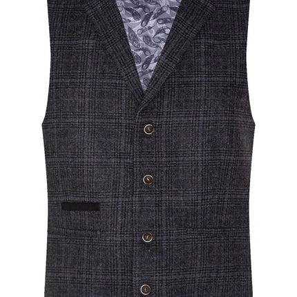 Mens Grey Check 3 Piece Tweed Suit Peaky Blinders 1920s Gatsby Tailored Fit