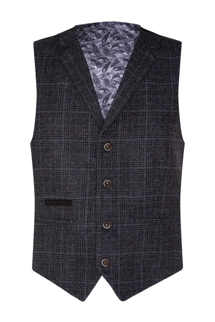 Mens Grey Check 3 Piece Tweed Suit Peaky Blinders 1920s Gatsby Tailored Fit