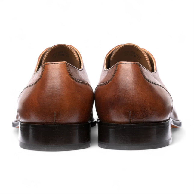 Chapman & Moore Men's Brown Plain Leather Brogue Cap-Toe Oxford Shoes