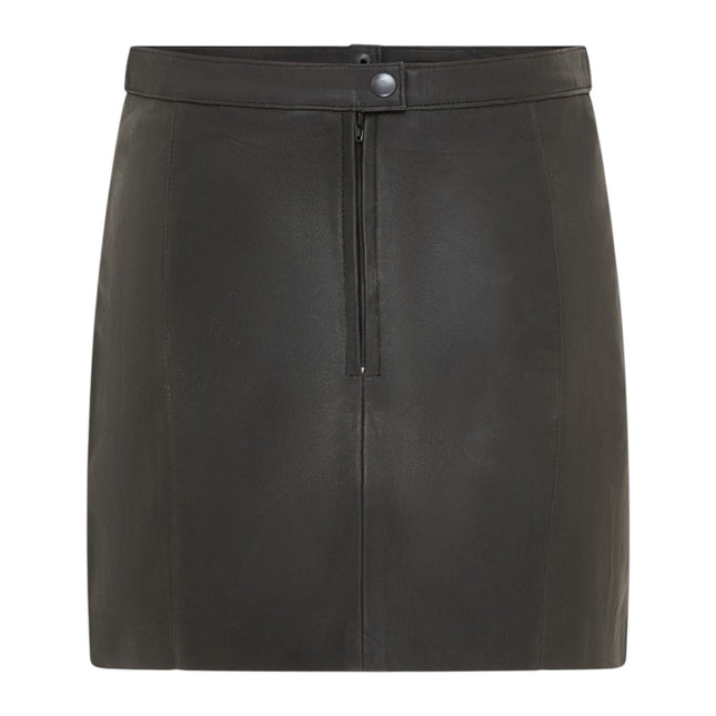 Women's Black Leather Biker Pencil Short Mini Skirt - Harper