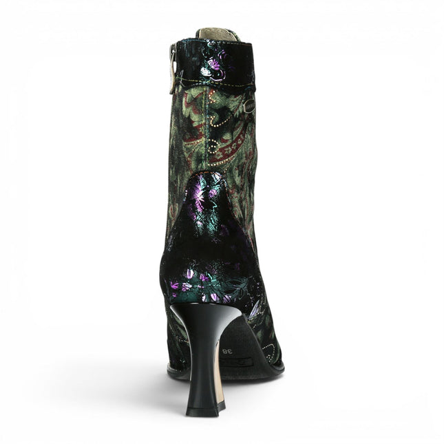Laura Vita Women's Gothic Victorian Green Leather Heeled Lace-Up Boots - Oanelo-03