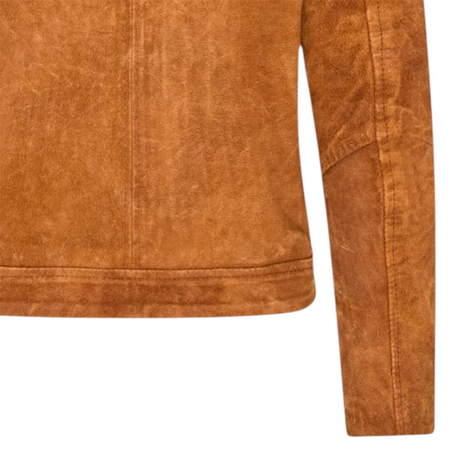 Women’s Tan Suede Leather Bomber Blouson Jacket - Varsity
