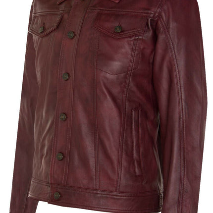 Men’s Retro Leather Trucker Jacket-Constantine