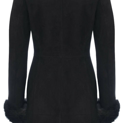Womens Suede Merino Shearling Coat with Toscana Collar-Hanoi