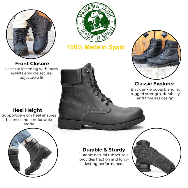 Panama Jack  03 C3 Men's Black Leather Waterproof Ankle Boots