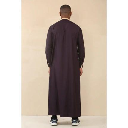Men's Purple Thobe Arab Saudi Emirati Islamic Clothing Jubba Robe