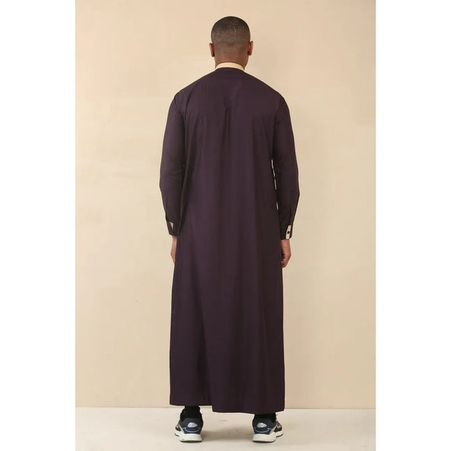 Men's Purple Thobe Arab Saudi Emirati Islamic Clothing Jubba Robe