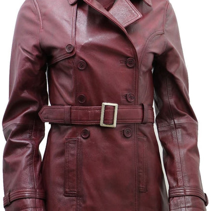 Womens Nappa Leather Trench Coat-Mosul