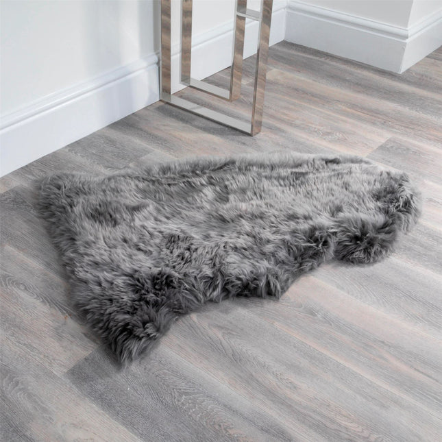Genuine Charcoal Grey Sheepskin Natural Silky Soft Fluffy Real Wool Rug