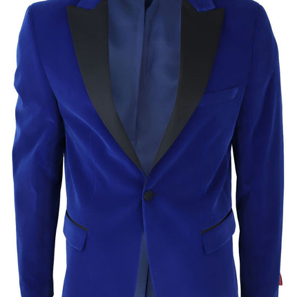 Mens Blue Velvet Dinner Tuxedo Suit Jacket Blazer