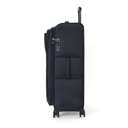 Soft Shell Black 1680D Polyester Suitcase Set 8 Wheel TSA Lock Luggage