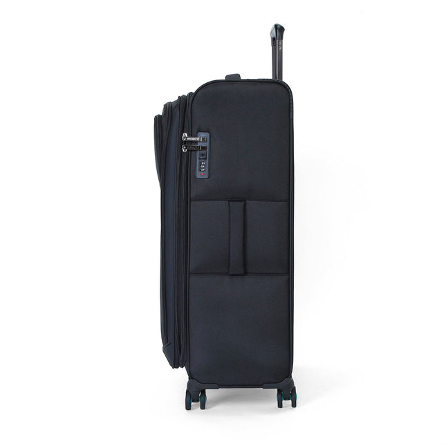 Soft Shell Black 1680D Polyester Suitcase Set 8 Wheel TSA Lock Luggage