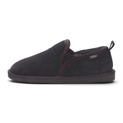 Men's Brown Genuine Sheepskin Suede Slipper Winter Moccasins - Cedar