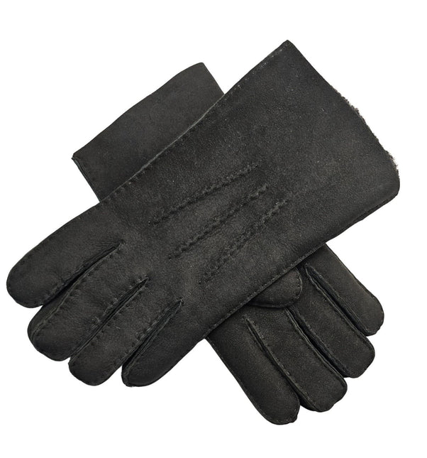 Infinity Leather Mens Black Luxury Sheepskin Suede Leather Gloves